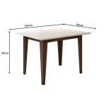 Conjunto Sala De Jantar Retangular Mesa Kate 120cm E 04 Cadeiras Josi Amêndoa Com Off White - Imagem 2