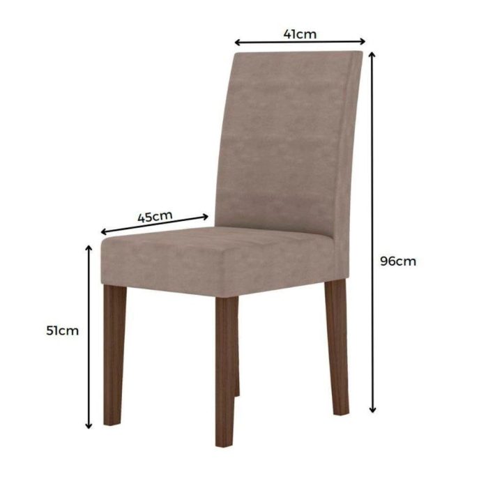 Conjunto Sala De Jantar Retangular Mesa Kate 120cm E 04 Cadeiras Josi Amêndoa Com Off White - Imagem 3
