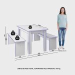 Conjunto Sala de Jantar 1 Mesa 135cm 2 Bancos Primor Cinamomo/Preto Catedral - Imagem 3