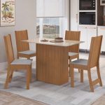 Conjunto Sala de Jantar 1 Mesa Tampo mdp Retangular com 4 Cadeiras Dalila Yescasa