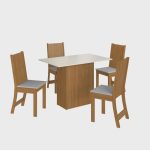 Conjunto Sala de Jantar 1 Mesa Tampo mdp Retangular com 4 Cadeiras Dalila Yescasa - Imagem 2