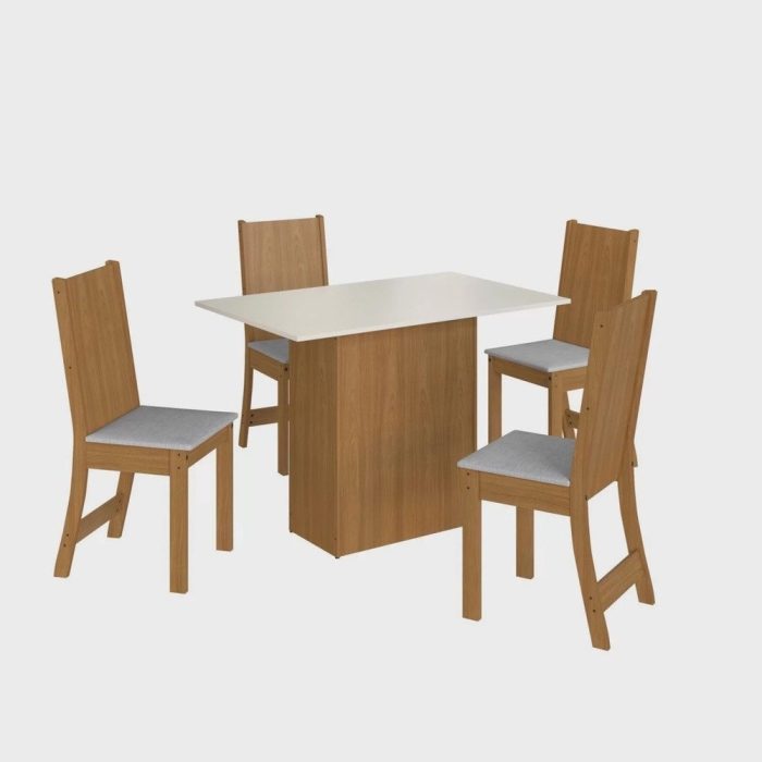 Conjunto Sala de Jantar 1 Mesa Tampo mdp Retangular com 4 Cadeiras Dalila Yescasa - Imagem 2