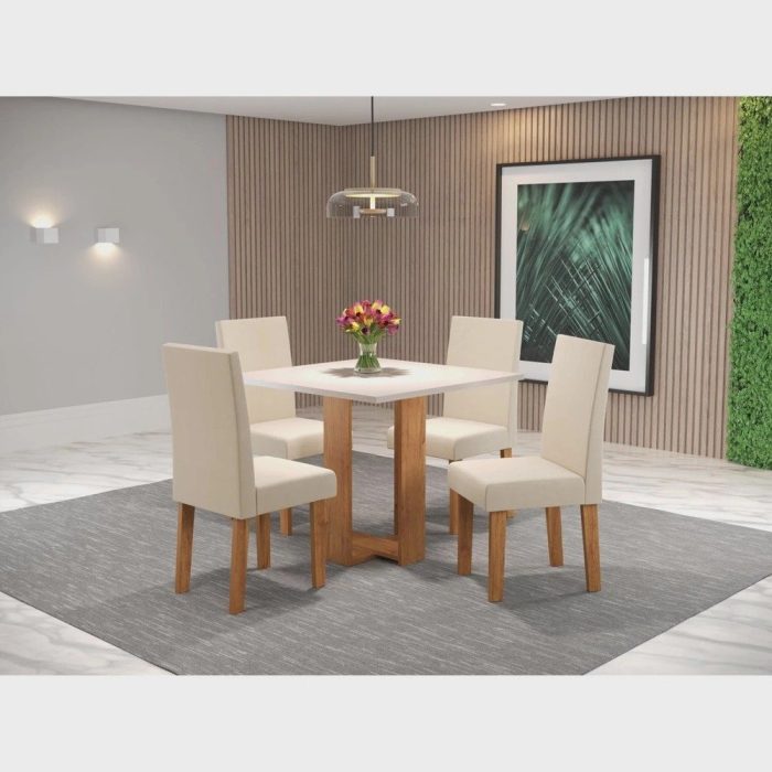 Conjunto Sala de Jantar Chiara Quadrada com 4 Cadeiras Vênus - Imagem 1