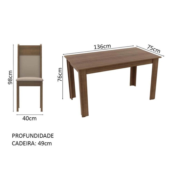 Conjunto Sala de Jantar Havana Madesa Mesa Tampo de Madeira com 4 Cadeiras - Imagem 3