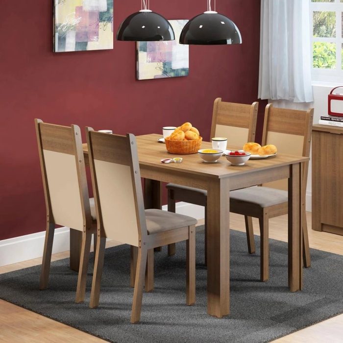 Conjunto Sala de Jantar Havana Madesa Mesa Tampo de Madeira com 4 Cadeiras - Imagem 1