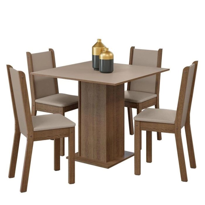 Conjunto Sala de Jantar Madesa Alana Mesa Tampo de Madeira com 4 Cadeiras - Imagem 2