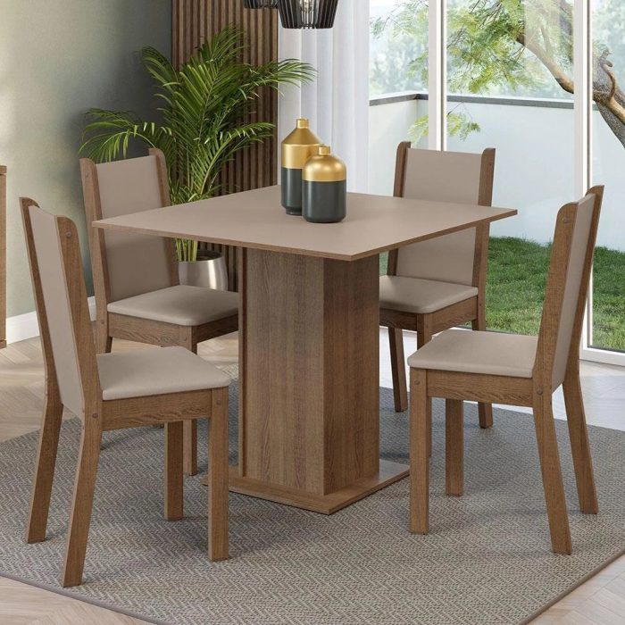 Conjunto Sala de Jantar Madesa Alana Mesa Tampo de Madeira com 4 Cadeiras - Imagem 1