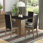 Conjunto Sala de Jantar Madesa Alana Mesa Tampo de Madeira com 4 Cadeiras – Rustic/Preto