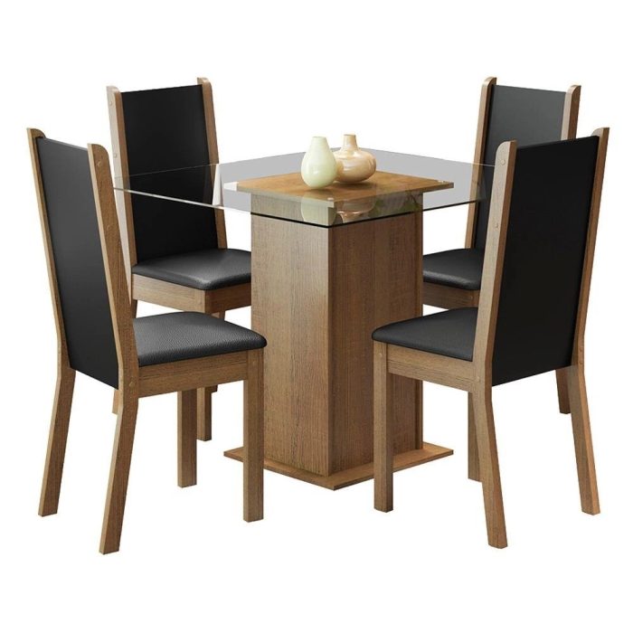 Conjunto Sala de Jantar Madesa Aline Mesa Tampo de Vidro com 4 Cadeiras - Imagem 2