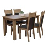 Conjunto Sala de Jantar Madesa Cali Mesa Tampo de Madeira com 4 Cadeiras – RusticPretoSintPreto - Imagem 2