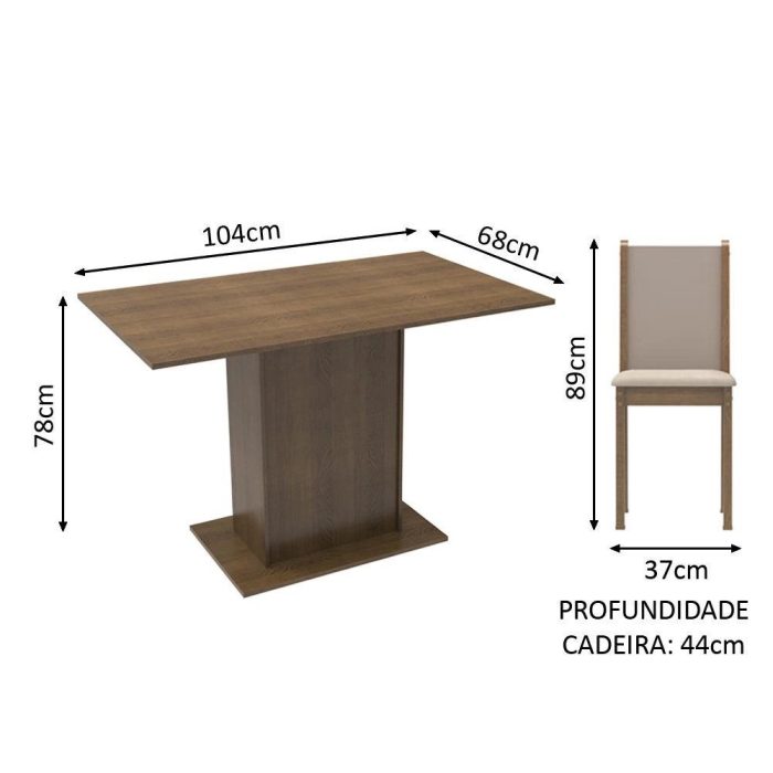 Conjunto Sala de Jantar Madesa Talita Mesa Tampo de Madeira com 4 Cadeiras - Imagem 3