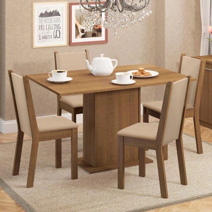 Conjunto Sala de Jantar Madesa Talita Mesa Tampo de Madeira com 4 Cadeiras - Imagem 1