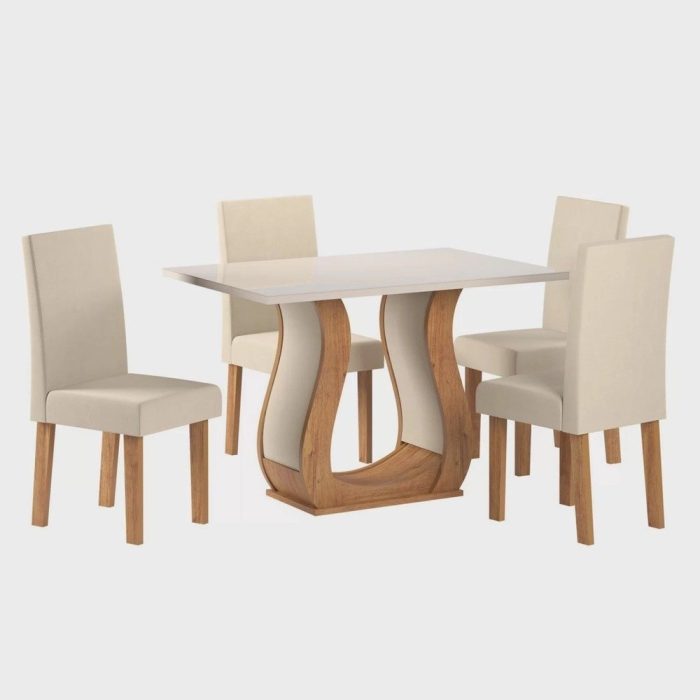 Conjunto Sala de Jantar Mesa Inovare 120x80cm Tampo VidroMDP com 4 Cadeiras Venus Móveis - Imagem 2