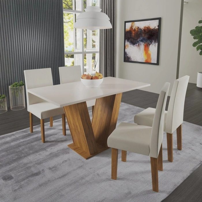 Conjunto Sala de Jantar Mesa Medelin com 4 Cadeiras Venus Viero - Imagem 1