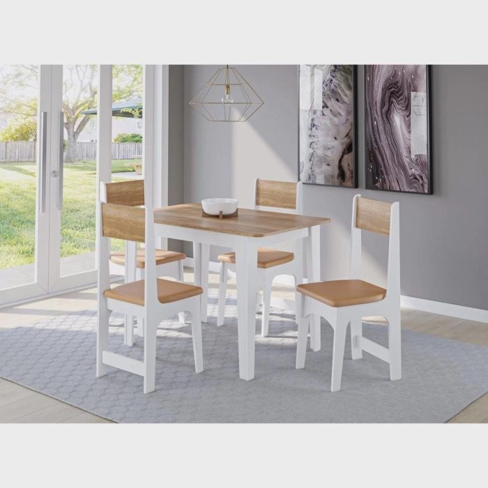 Conjunto Sala de Jantar Mesa Nicoli Retangular 110x68cm com 4 Cadeiras Delta - Imagem 1