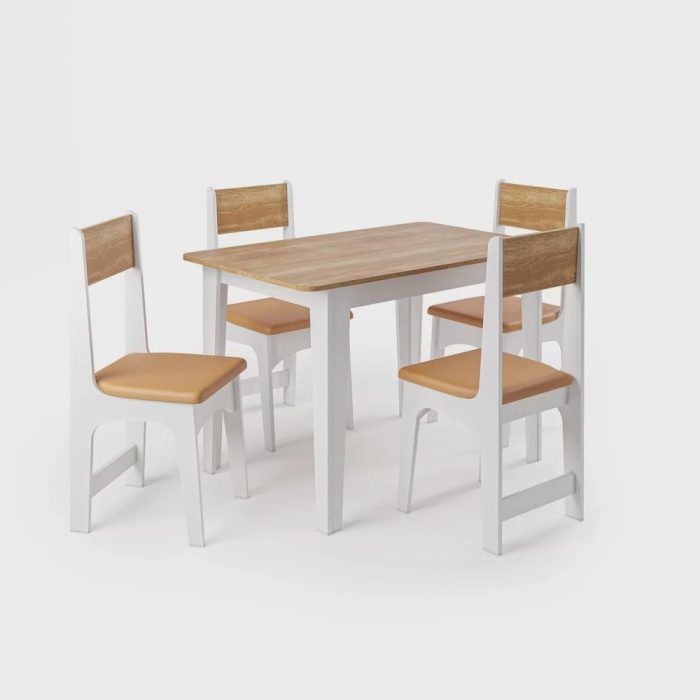 Conjunto Sala de Jantar Mesa Nicoli Retangular 110x68cm com 4 Cadeiras Delta - Imagem 2