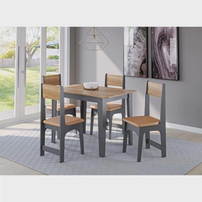 Conjunto Sala de Jantar Mesa Nicoli Retangular 110x68cm com 4 Cadeiras Delta - Imagem 1
