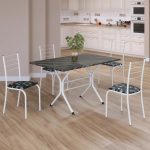 Conjunto Sala de Jantar Mesa Retangular 100x60cm Tampo Madeira Mdp Ardósia Indiana 4 Cadeiras Rio