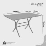 Conjunto Sala de Jantar Mesa Retangular 100x60cm Tampo Madeira Mdp Ardósia Indiana 4 Cadeiras Rio - Imagem 3