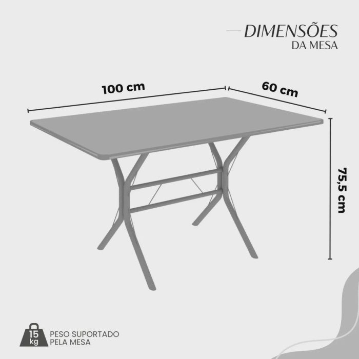 Conjunto Sala de Jantar Mesa Retangular 100x60cm Tampo Madeira Mdp Ardósia Indiana 4 Cadeiras Rio - Imagem 3