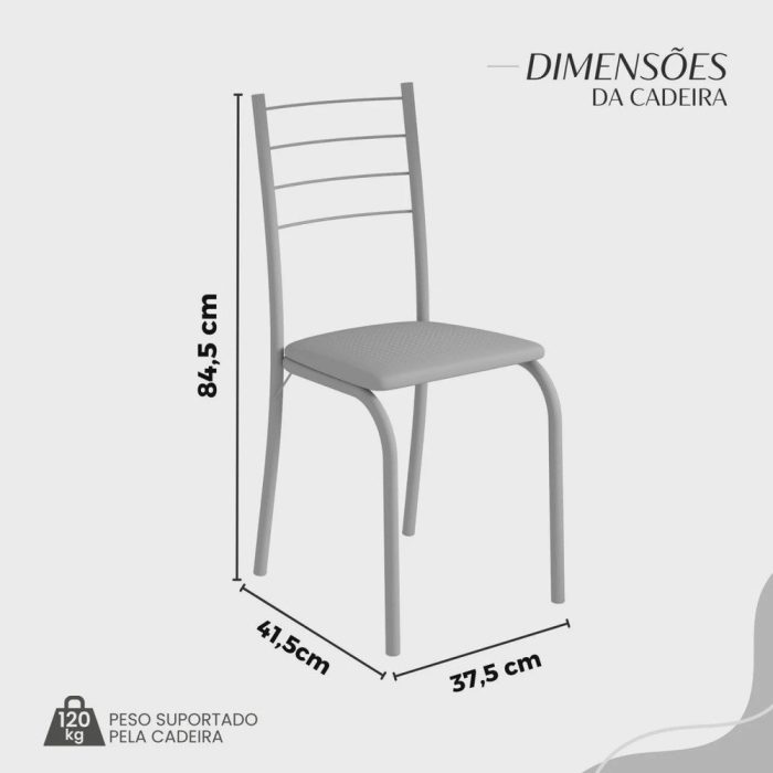 Conjunto Sala de Jantar Mesa Retangular 100x60cm Tampo Madeira Mdp Ardósia Indiana 4 Cadeiras Rio - Imagem 4
