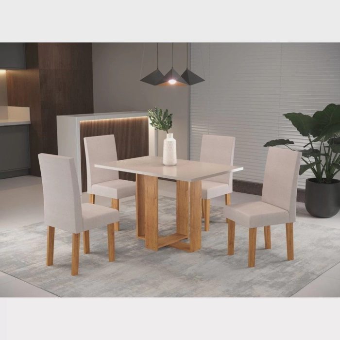 Conjunto Sala de Jantar Mesa Romantic com 4 Cadeiras Venus Viero - Imagem 1