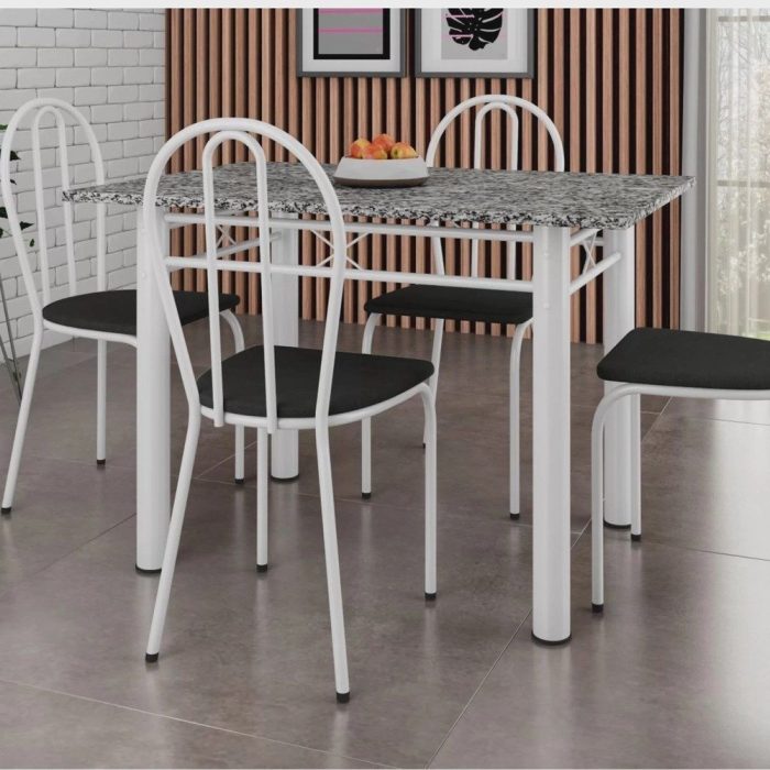 Conjunto Sala de Jantar Mesa Tampo Granito Retangular e 4 Cadeiras Monique - Imagem 1