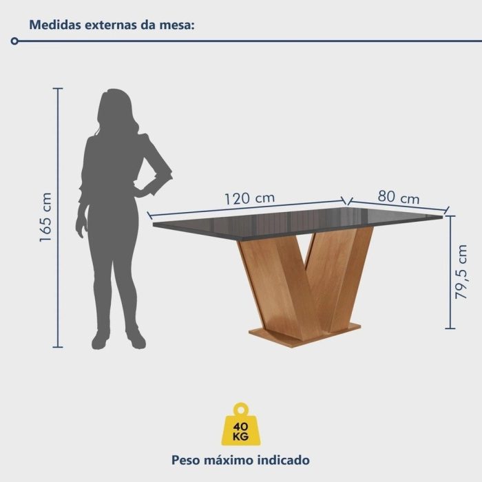 Conjunto Sala de Jantar Mesa Tampo MDF/Vidro e 4 Cadeiras Espanha Yescasa - Imagem 2