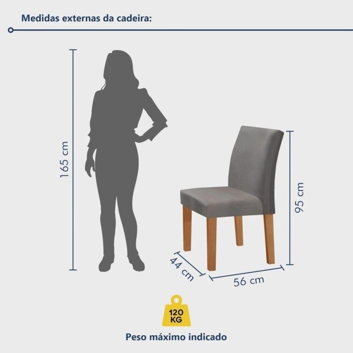 Conjunto Sala de Jantar Mesa Tampo MDF/Vidro e 4 Cadeiras Espanha Yescasa - Imagem 3