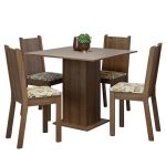 Conjunto Sala de Jantar Mesa Tampo de Madeira 4 Cadeiras Rustic/Crema/Lírio Bege Samara Madesa - Imagem 2