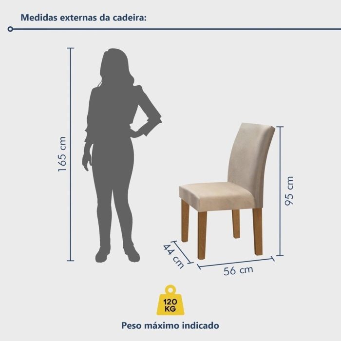 Conjunto Sala de Jantar Mesa Tampo de Vidro 4 Cadeiras Espanha Yescasa - Imagem 3