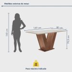 Conjunto Sala de Jantar Mesa Tampo de Vidro 6 Cadeiras Espanha Siena Móveis Chocolate - Imagem 3