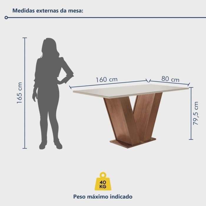 Conjunto Sala de Jantar Mesa Tampo de Vidro 6 Cadeiras Espanha Siena Móveis Chocolate - Imagem 3