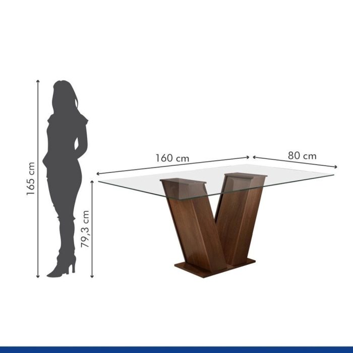 Conjunto Sala de Jantar Mesa Tampo de Vidro 6 Cadeiras Tecido Pena 84 Classic Cel Móveis - Imagem 3