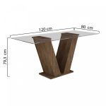 Conjunto Sala de Jantar Mesa Tampo de Vidro e 4 Cadeiras Classic Cel Móveis Chocolate/Animale - Imagem 2