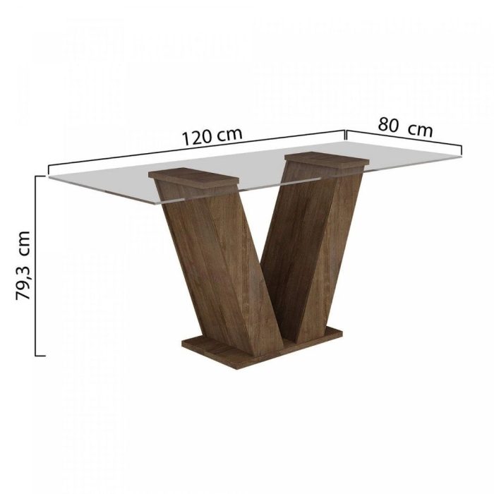 Conjunto Sala de Jantar Mesa Tampo de Vidro e 4 Cadeiras Classic Cel Móveis Chocolate/Animale - Imagem 2