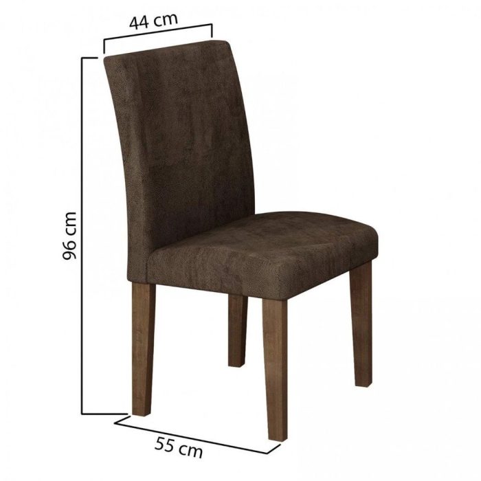 Conjunto Sala de Jantar Mesa Tampo de Vidro e 4 Cadeiras Classic Cel Móveis Chocolate/Animale - Imagem 3