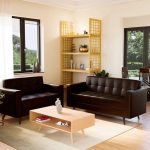 Conjunto com 2 Sofás Vitrola Revestimento Sintético Marrom - Imagem 2