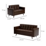 Conjunto com 2 Sofás Vitrola Revestimento Sintético Marrom - Imagem 3