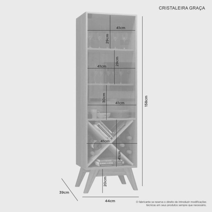 Cristaleira 1 Porta Graça Candian - Imagem 3