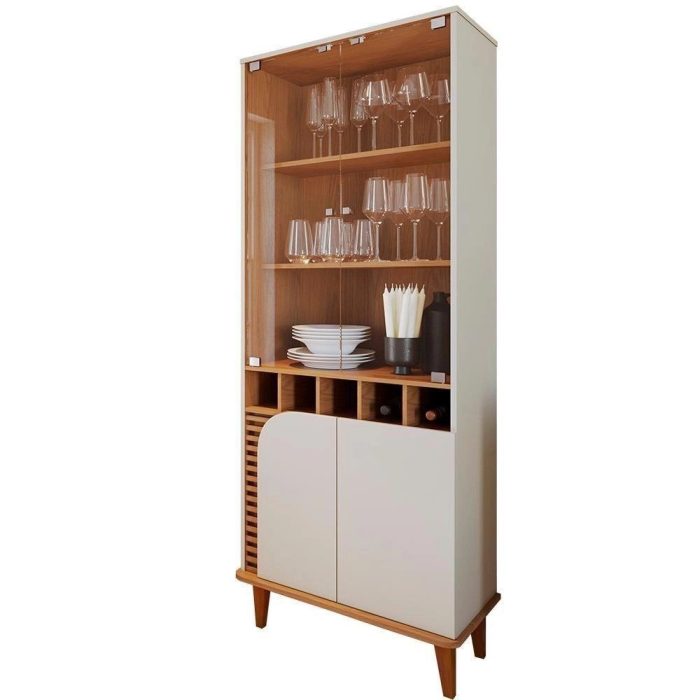 Cristaleira 2 Portas 5 Nichos Jurere Freijo Off White Matte Clb Freijo Off White Matte - Imagem 1