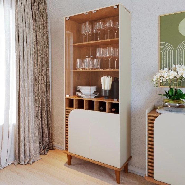 Cristaleira 2 Portas 5 Nichos Jurere Freijo Off White Matte Clb Freijo Off White Matte - Imagem 2