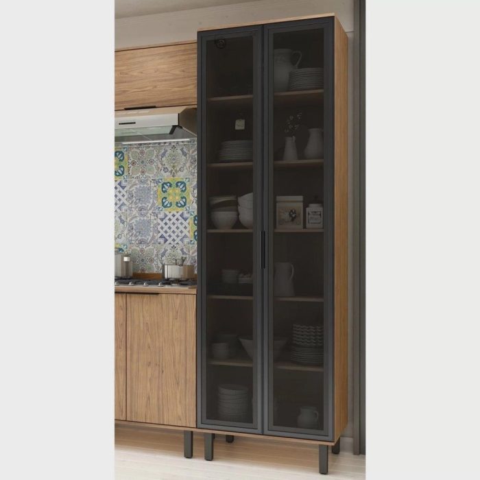 Cristaleira 2 Portas com Vidro Toscana Espresso Móveis - Imagem 1