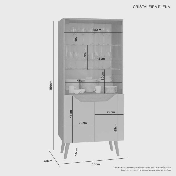 Cristaleira 4 Portas Plena Candian jcm Móveis - Imagem 4