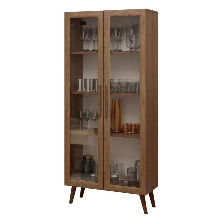 Cristaleira 70 cm 2 Portas de Vidro com Pés Cônicos RusticMarrom Madesa - Imagem 2