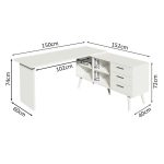 Escrivaninha Mesa de Escritório de Canto 3 Gavetas Branca Lisboa - Imagem 3