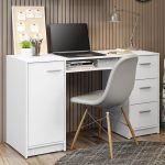 Escrivaninha Mesa para Computador Madesa Alaska 3 Gavetas 1 Porta – Branco