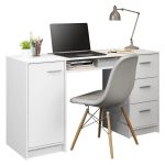 Escrivaninha Mesa para Computador Madesa Alaska 3 Gavetas 1 Porta – Branco - Imagem 2