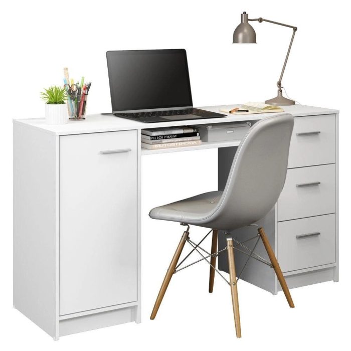 Escrivaninha Mesa para Computador Madesa Alaska 3 Gavetas 1 Porta – Branco - Imagem 2