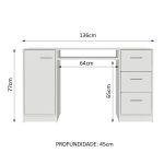 Escrivaninha Mesa para Computador Madesa Alaska 3 Gavetas 1 Porta – Branco - Imagem 3